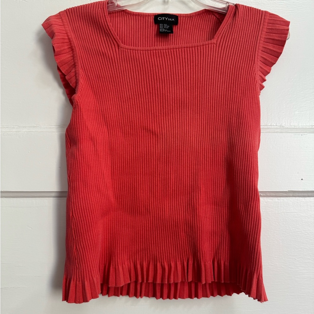 Women’s City Silk Sleeveless Coral Sweater Size Large
